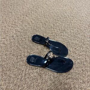 Tory Burch Black Sandals with Gold Accent